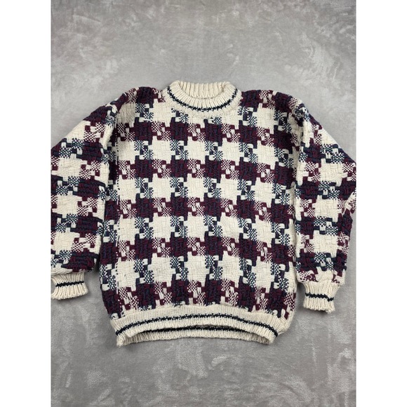 C.C.H. Imports Other - Vintage C.C.H. Imports Sweater Mens M Wool Hand Made Ecuador Houndstooth *Read
